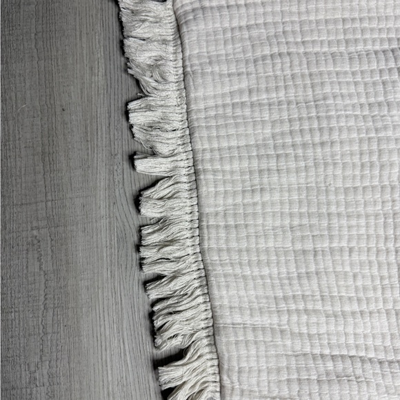 Hearth & Hand Cream quilted standard size pillow sham with fringe-exc - Picture 3 of 9